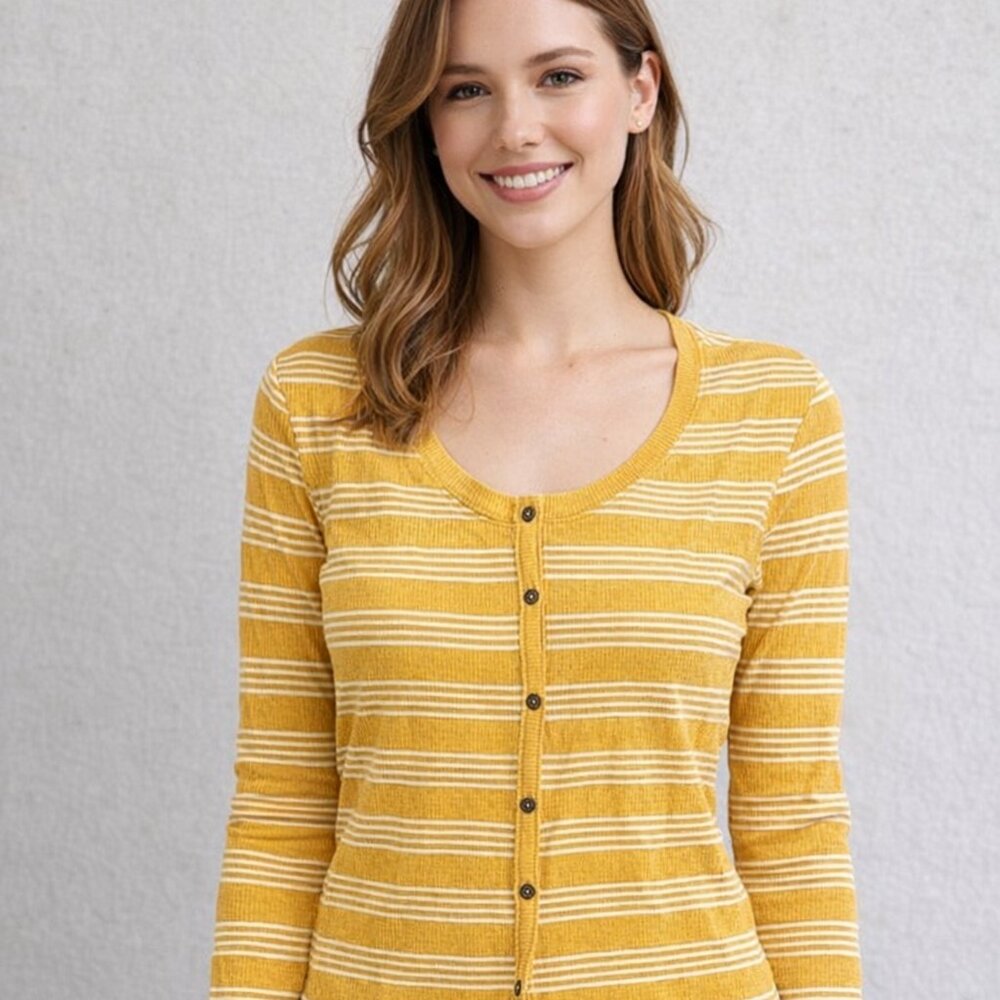 Arizona Jean Company Mustard Striped Button-Down Shirt